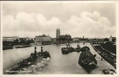 Magdeburg Elbansicht Schiff Kat. Magdeburg