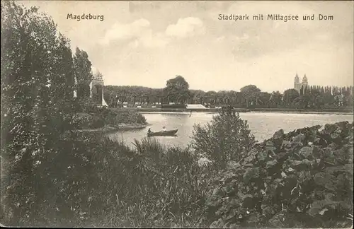 Magdeburg Stadtpark Mittagsee Dom  Kat. Magdeburg