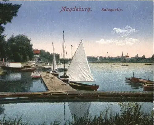 Magdeburg Salzquelle Segelboot Kat. Magdeburg