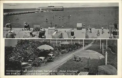 wz37376 Cuxhaven Nordseebad Duhnne Hotel Erholung Strand Strandkoerbe Baden Georg Christiansen Kategorie. Cuxhaven Alte Ansichtskarten