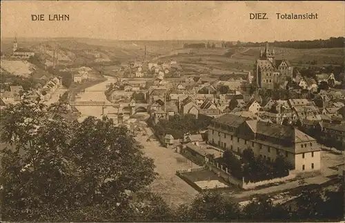 Diez Blick ueber die Stadt Lahn Bruecke Kat. Diez