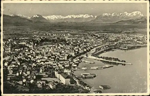 Bregenz Vorarlberg Gesamtansicht mit Alpenblick Saentisgruppe Bodensee Hafen Kat. Bregenz