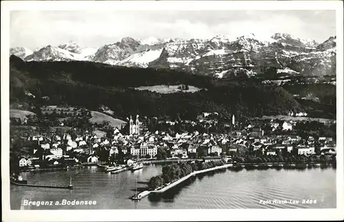 Bregenz Vorarlberg Teilansicht Hafen mit Alpenblick Fliegeraufnahme Kat. Bregenz