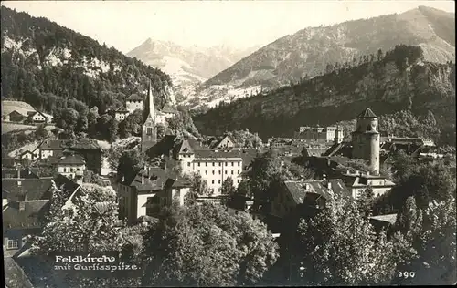 Feldkirch Vorarlberg Blick ueber die Stadt Kirche Turm Gurtisspitze Kat. Feldkirch