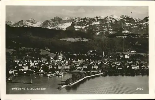 Bregenz Vorarlberg Blick zum Hafen Molo Bodensee Alpenpanorama Kat. Bregenz