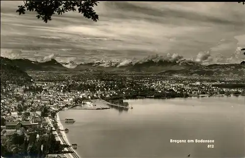 Bregenz Vorarlberg Panorama mit Alpenblick Hafen Bodensee Kat. Bregenz