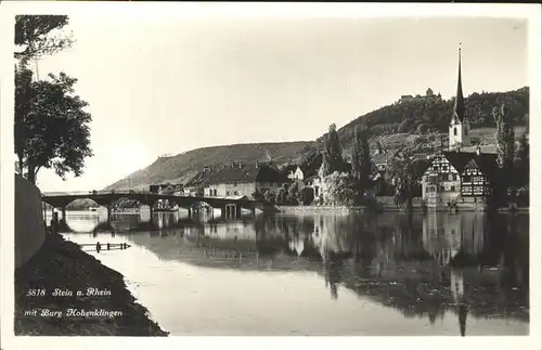 Stein Rhein Partie am Rhein Bruecke Kirche Burg Hohenklingen Kat. Stein Rhein