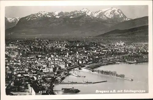 Bregenz Vorarlberg Fliegeraufnahme mit Saentisgruppe Hafen Bodensee Kat. Bregenz