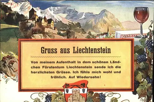 Vaduz Schloss Weinrebe Kuenstlerkarte Kat. Vaduz