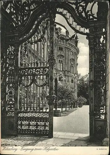 Wuerzburg Eingang zum Hofgarten Schloss Bildkalender "Aus deutschen Landen 1955" Kat. Wuerzburg