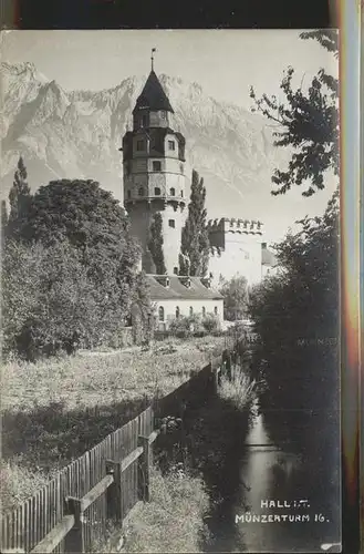 Hall Tirol Muenzerturm Partie am Bach Tiroler Heimatschutzkarte Kat. Hall in Tirol