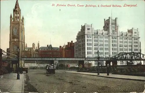 Liverpool St. Nicolas Church Tower Buildings Railway Kat. Liverpool