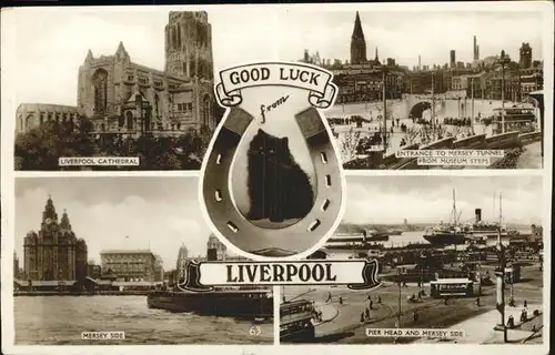 Liverpool Katze Hufeisen Pier Mersey Tunnel Cathedral Kat. Liverpool