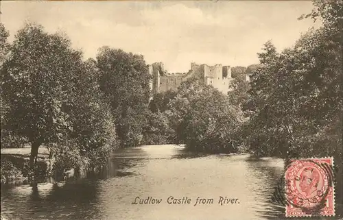 Ludlow Henley Castle from River Kat. South Shropshire