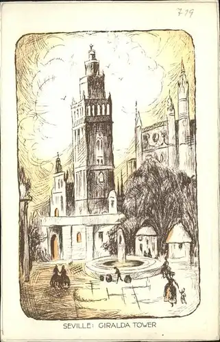 Clifford Seville Giralda Tower Zeichnung Kat. Trafford