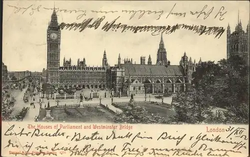London House of Parliament Westminster Bridge Kat. City of London