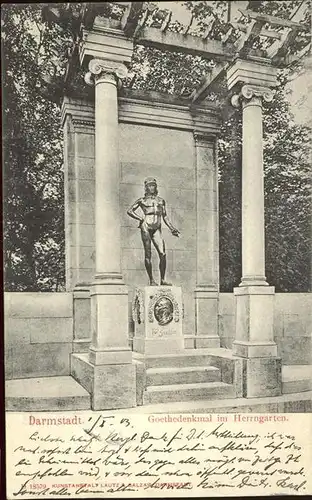 Darmstadt Goethedenkmal Herrgarten Kat. Darmstadt