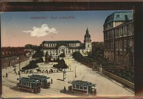 Darmstadt Ernst Ludwig Platz Strassenbahnen Kat. Darmstadt