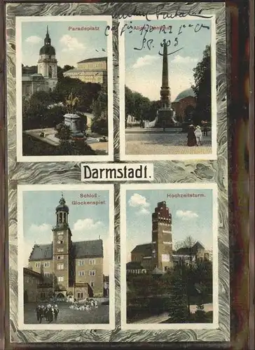 Darmstadt Paradeplatz Schloss Glockenspiel Alice Denkmal Kat. Darmstadt