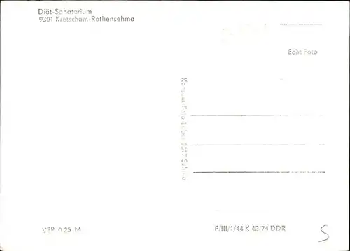 Kretscham Rothensehma Diaet Sanatorium Kat. Oberwiesenthal
