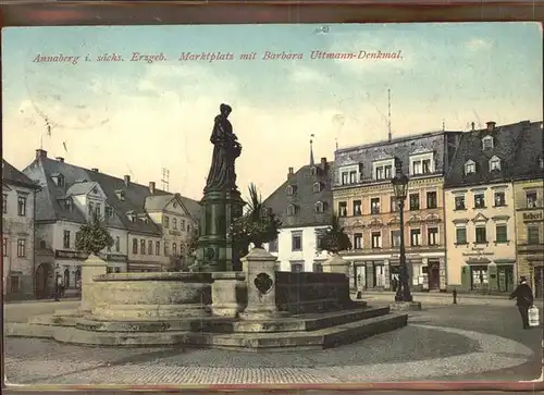 Annaberg-Buchholz Erzgebirge Marktplatz Barbara Uttmannn-Denkmal / Annaberg /Erzgebirgskreis LKR