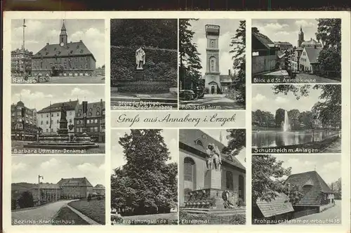 Annaberg-Buchholz Erzgebirge Frohnauer Hammer Schutzteich St. Annenkirche / Annaberg /Erzgebirgskreis LKR