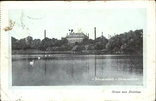 Zwickau Sachsen Schwanenteich Schwanenschloss Kat. Zwickau