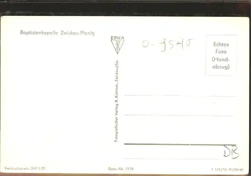 Zwickau Sachsen Baptistenkapelle Plantiz Kat. Zwickau