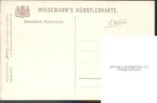 Verlag Wiedemann WIRO Nr. 2337 A Duesseldorf Rheinbruecke Kat. Verlage