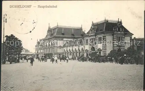 Bahnhof Duesseldorf Pferdekutschen Kat. Eisenbahn