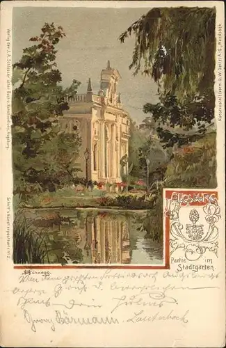 Schnegg Nr. 2 Augsburg Stadtgarten  Kat. Kuenstlerlitho