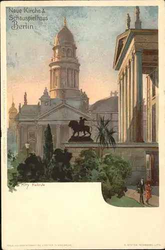 Kley Nr. 158 Neue Kirche Schauspielhaus Berlin Kat. Kuenstlerlitho