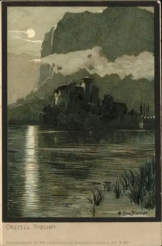 Diemer Zeno Litho Nr. 1446 Castell Toblino  Kat. Kuenstlerkarte