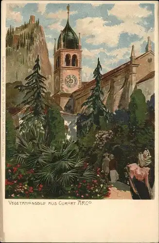 Diemer Zeno Litho Nr. 1489 Arco Vegetationsbild Kat. Kuenstlerkarte