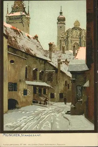 Diemer Zeno Litho Nr. 1050 Muenchen Standesamt  Kat. Kuenstlerkarte