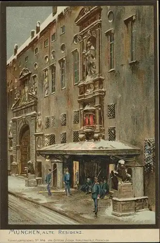 Diemer Zeno Litho Nr. 1048 Muenchen Alte Residenz Kat. Kuenstlerkarte