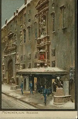 Diemer Zeno Litho Nr. 1048 Muenchen Alte Residenz Kat. Kuenstlerkarte