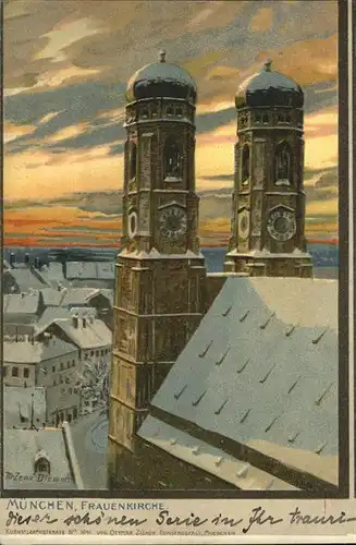 Diemer Zeno Litho Nr. 1041 Muenchen Frauenkirche  Kat. Kuenstlerkarte