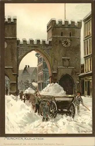 Diemer Zeno Litho Nr. 1053 Muenchen Karlstor Kat. Kuenstlerkarte