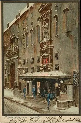 Diemer Zeno Litho Nr. 1048 Muenchen Alte Residenz Kat. Kuenstlerkarte