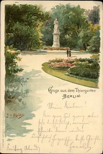 Kulas J.v. Nr. 804 Tiergarten Berlin Kat. Kuenstlerlitho