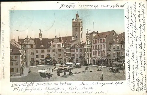 Verlag Braun Nr. 1501 Darmstadt Marktplatz mit Rathaus / Verlage /