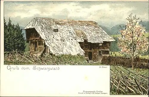 Schwarzwaldhaeuser Kuenstlerkarte Hermann Daur  Kat. Gebaeude und Architektur