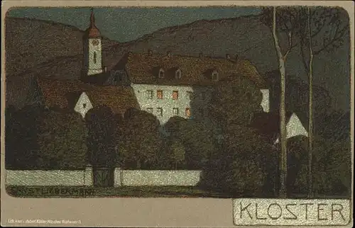 Liebermann Ernst Kloster Litho Kat. Kuenstlerkarte