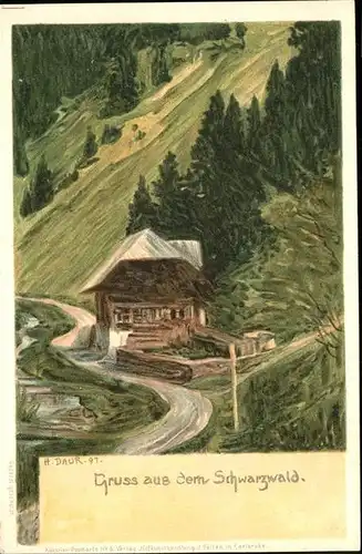 Daur Hermann Nr. 6 Schwarzwald Litho Kat. Kuenstlerkarte