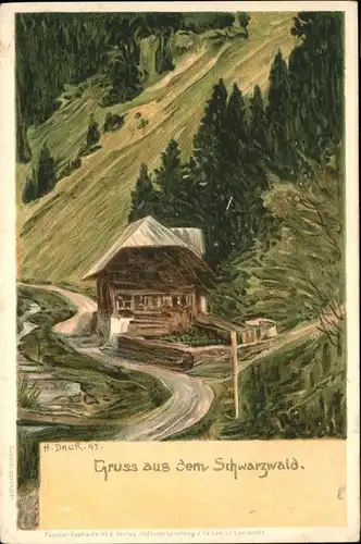 Daur Hermann Nr. 6 Schwarzwald Litho Kat. Kuenstlerkarte