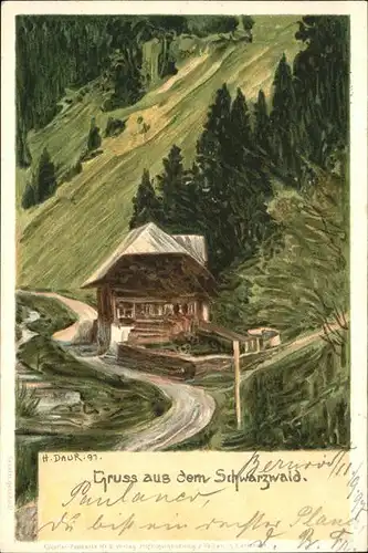Daur Hermann Nr. 6 Schwarzwald Litho  Kat. Kuenstlerkarte