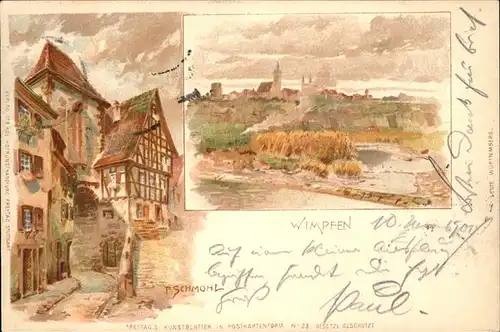 Schmohl P. Nr. 23 Wimpfen  Kat. Kuenstlerlitho