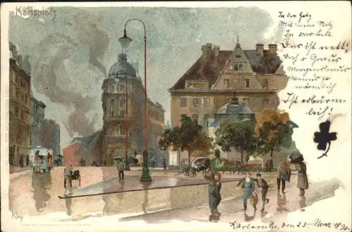 Kley Nr. 89 Karlsplatz Karlsruhe  Kat. Kuenstlerlitho