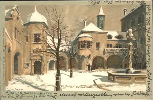 Diemer Zeno Litho Nr. 1039 Muenchen Hofbraeuhaus Hof Kat. Kuenstlerkarte